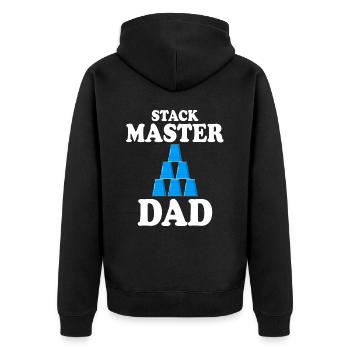 Tassen Stapler Sport Stapeln Papa - Unisex Premium Bio Zip Hoodie - Schwarz - Hinten - Nico (187cm)