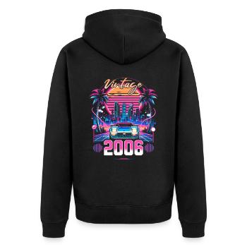 Synthwave Retro 18th Anniversary 2006 - Unisex Premium Organic Zip Hoodie - black - Back - Nico (187cm)