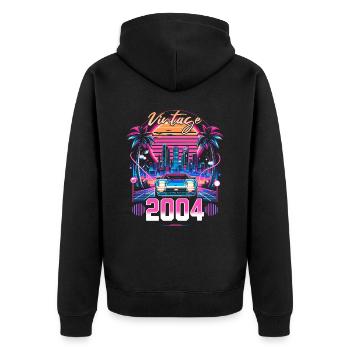 Synthwave Retro 20th Anniversary 2004 - Unisex Premium Organic Zip Hoodie - black - Back - Nico (187cm)