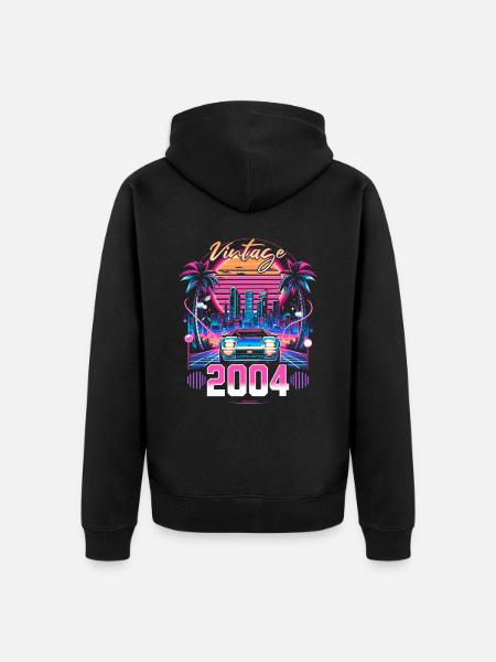 Synthwave Retro 20th Anniversary 2004 - Unisex Premium Organic Zip Hoodie - black