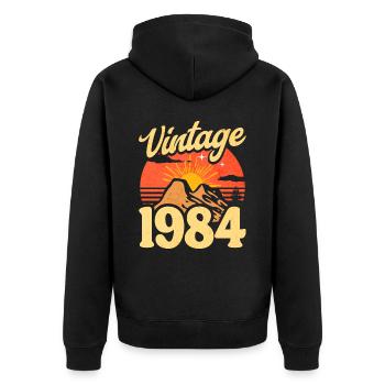 Vintage 40th Anniversary 1984 - Unisex Premium Organic Zip Hoodie - black - Back - Nico (187cm)