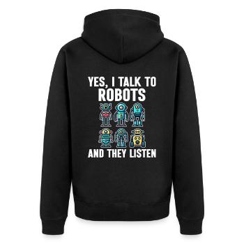 Humor Roboter Robotik-Ingenieur - Unisex Premium Bio Zip Hoodie - Schwarz - Hinten - Nico (187cm)