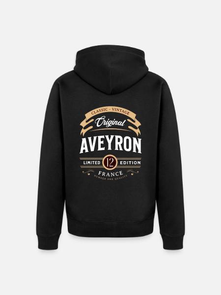 Vintage Aveyron Département France - Veste à capuche bio Premium Unisexe - noir