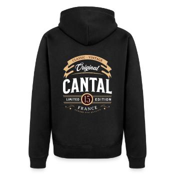 Vintage Cantal Departement France - Veste à capuche bio Premium Unisexe - noir - Dos - Nico (187cm)