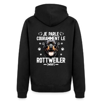 Parler Le Rottweiler Humour Chien - Veste à capuche bio Premium Unisexe - noir - Dos - Nico (187cm)