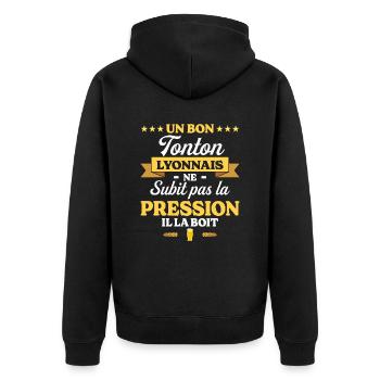 Tonton Lyonnais Oncle Humour Tonton - Veste à capuche bio Premium Unisexe - noir - Dos - Nico (187cm)