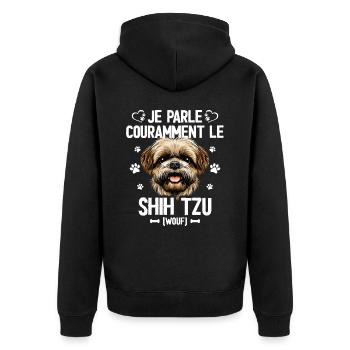 Parler Le Shih Tzu Humour Chien - Veste à capuche bio Premium Unisexe - noir - Dos - Nico (187cm)