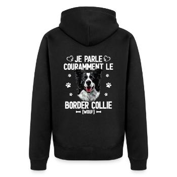 Parler Le Border Collie Humour Chien - Veste à capuche bio Premium Unisexe - noir - Dos - Nico (187cm)