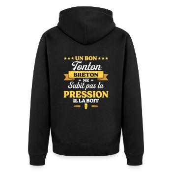 Tonton Breton Oncle Humour Tonton - Veste à capuche bio Premium Unisexe - noir - Dos - Nico (187cm)