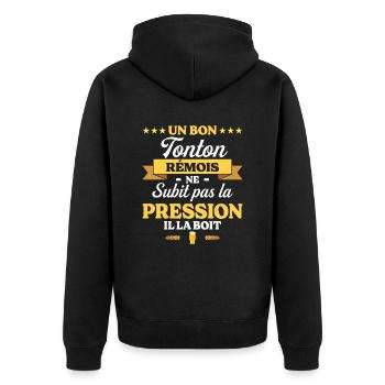 Tonton Rémois Oncle Humour Tonton - Veste à capuche bio Premium Unisexe - noir - Dos - Nico (187cm)