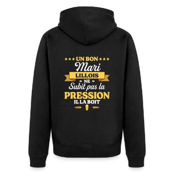 Mari Lillois Compagnon Humour Mari - Veste à capuche bio Premium Unisexe - noir - Dos - Nico (187cm)