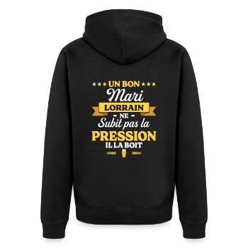 Mari Lorrain Compagnon Humour Mari - Veste à capuche bio Premium Unisexe - noir - Dos - Nico (187cm)