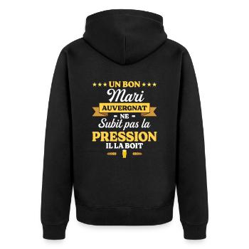 Mari Auvergnat Compagnon Humour Mari - Veste à capuche bio Premium Unisexe - noir - Dos - Nico (187cm)