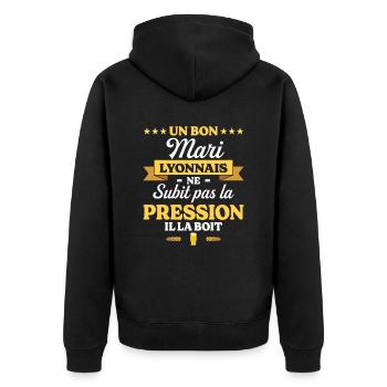 Mari Lyonnais Compagnon Humour Mari - Veste à capuche bio Premium Unisexe - noir - Dos - Nico (187cm)