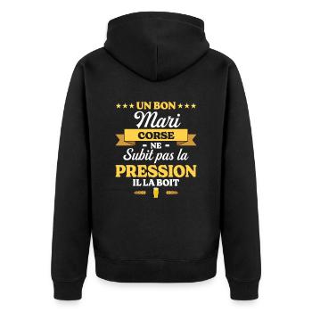 Mari Corse Compagnon Humour Mari - Veste à capuche bio Premium Unisexe - noir - Dos - Nico (187cm)