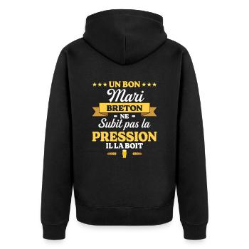 Mari Breton Compagnon Humour Mari - Veste à capuche bio Premium Unisexe - noir - Dos - Nico (187cm)