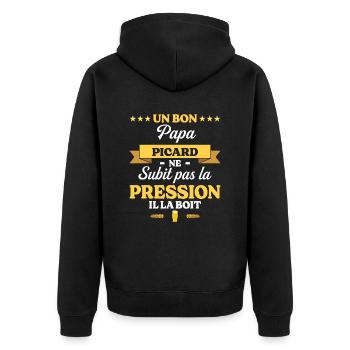 Papa Picard Ne Subit Pas La Pression Humour Papa - Veste à capuche bio Premium Unisexe - noir - Dos - Nico (187cm)