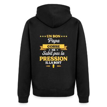 Papa Corse Ne Subit Pas La Pression Humour Papa - Veste à capuche bio Premium Unisexe - noir - Dos - Nico (187cm)