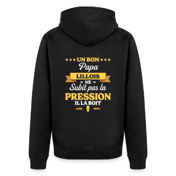 Papa Lillois Ne Subit Pas La Pression Humour Papa - Veste à capuche bio Premium Unisexe - noir - Dos - Nico (187cm)