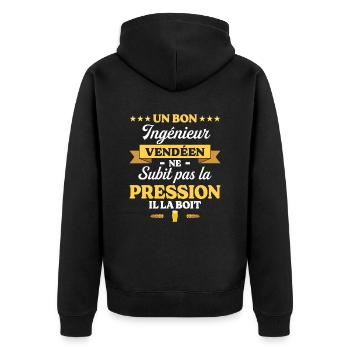 Ingénieur Vendéen Humour Génie - Veste à capuche bio Premium Unisexe - noir - Dos - Nico (187cm)