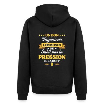 Ingénieur Limousin Humour Génie - Veste à capuche bio Premium Unisexe - noir - Dos - Nico (187cm)