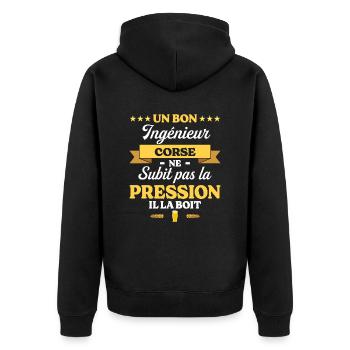 Ingénieur Corse Humour Génie - Veste à capuche bio Premium Unisexe - noir - Dos - Nico (187cm)