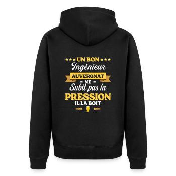 Ingénieur Auvergnat Humour Génie - Veste à capuche bio Premium Unisexe - noir - Dos - Nico (187cm)