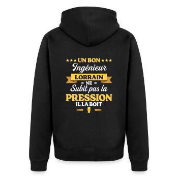 Ingénieur Lorrain Humour Génie - Veste à capuche bio Premium Unisexe - noir - Dos - Nico (187cm)