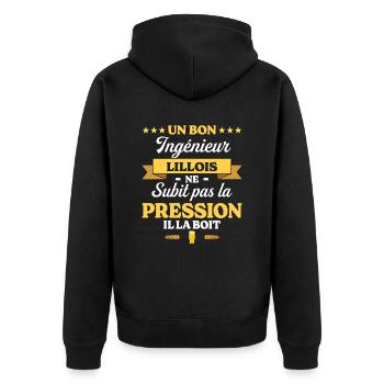 Ingénieur Lillois Humour Génie - Veste à capuche bio Premium Unisexe - noir - Dos - Nico (187cm)