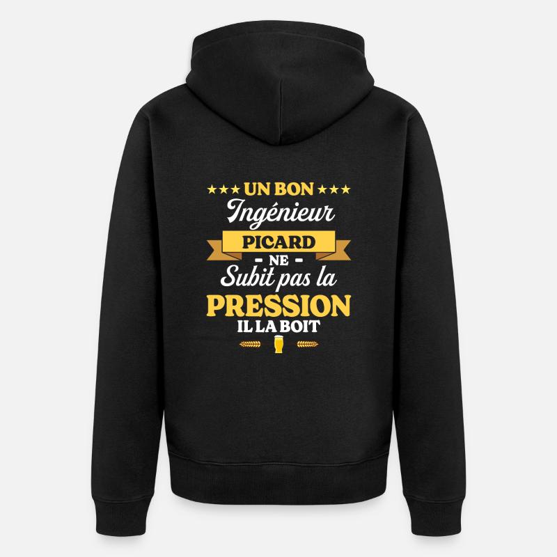 Ingénieur Picard Humour Génie - Veste à capuche bio Premium Unisexe - noir