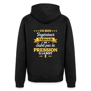 Ingénieur Tarnais Humour Génie - Veste à capuche bio Premium Unisexe - noir - Dos - Nico (187cm)