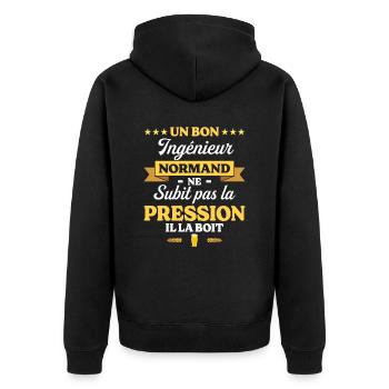 Ingénieur Normand Humour Génie - Veste à capuche bio Premium Unisexe - noir - Dos - Nico (187cm)