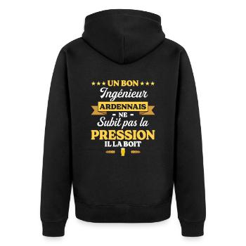 Ingénieur Ardennais Humour Génie - Veste à capuche bio Premium Unisexe - noir - Dos - Nico (187cm)