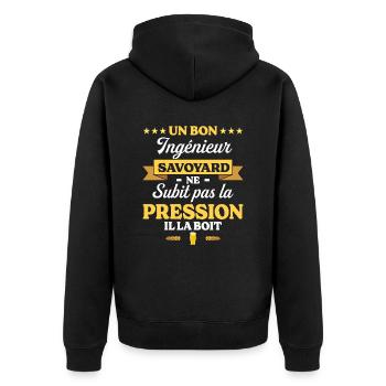 Ingénieur Savoyard Humour Génie - Veste à capuche bio Premium Unisexe - noir - Dos - Nico (187cm)