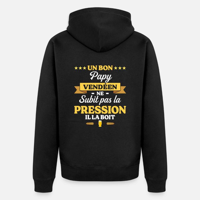 Papy Vendéen Grand-Père Humour Papy - Veste à capuche bio Premium Unisexe - noir