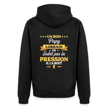 Papy Lorrain Grand-Père Humour Papy - Veste à capuche bio Premium Unisexe - noir - Dos - Nico (187cm)