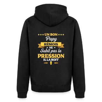 Papy Rémois Grand-Père Humour Papy - Veste à capuche bio Premium Unisexe - noir - Dos - Nico (187cm)