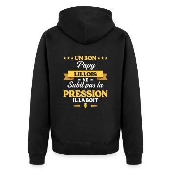 Papy Lillois Grand-Père Humour Papy - Veste à capuche bio Premium Unisexe - noir - Dos - Nico (187cm)