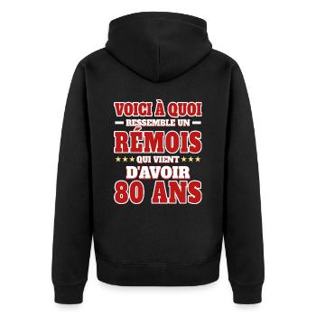 Supporter De Reims Anniversaire 80 Ans - Veste à capuche bio Premium Unisexe - noir - Dos - Nico (187cm)