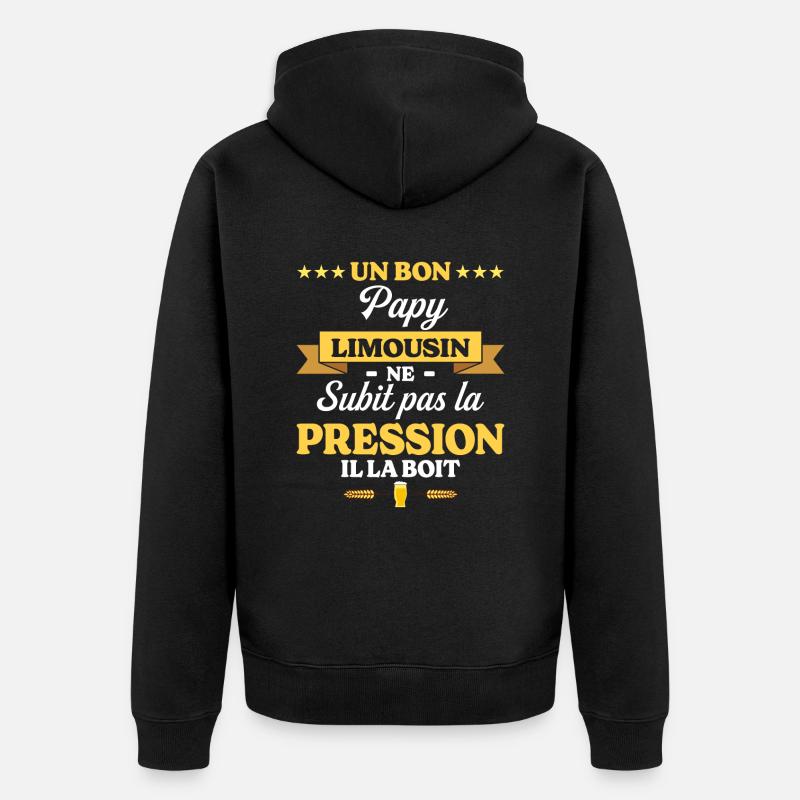 Papy Limousin Grand-Père Humour Papy - Veste à capuche bio Premium Unisexe - noir