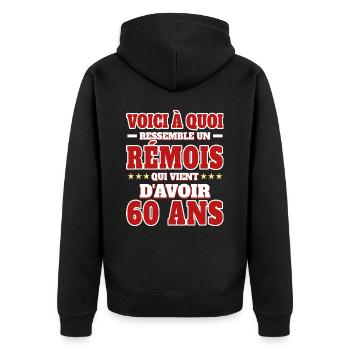 Supporter De Reims Anniversaire 60 Ans - Veste à capuche bio Premium Unisexe - noir - Dos - Nico (187cm)