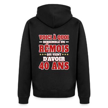 Supporter De Reims Anniversaire 40 Ans - Veste à capuche bio Premium Unisexe - noir - Dos - Nico (187cm)