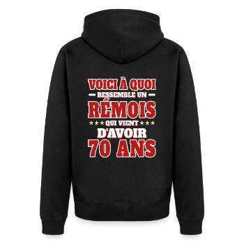 Supporter De Reims Anniversaire 70 Ans - Veste à capuche bio Premium Unisexe - noir - Dos - Nico (187cm)