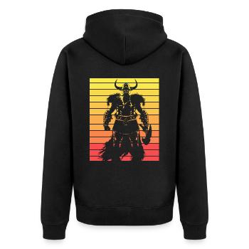 Vintage Wikinger Mann Vater - Unisex Premium Bio Zip Hoodie - Schwarz - Hinten - Nico (187cm)