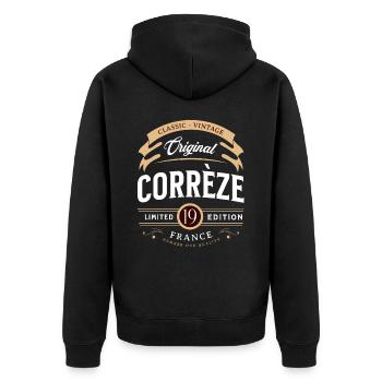 Vintage Corrèze Département France - Veste à capuche bio Premium Unisexe - noir - Dos - Nico (187cm)