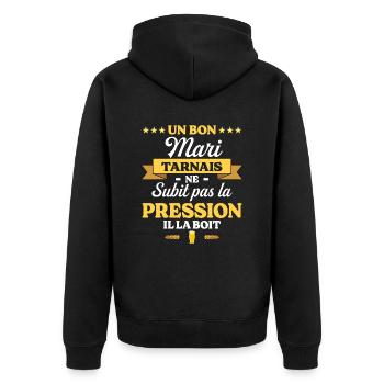 Mari Tarnais Compagnon Humour Mari - Veste à capuche bio Premium Unisexe - noir - Dos - Nico (187cm)