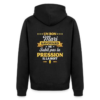Mari Savoyard Compagnon Humour Mari - Veste à capuche bio Premium Unisexe - noir - Dos - Nico (187cm)