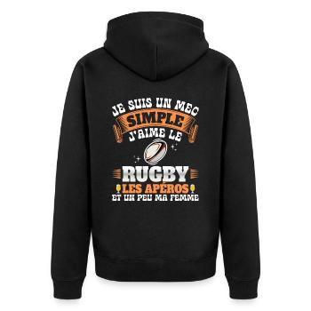 Rugbyman Humour Homme Rugby Et Apéro - Veste à capuche bio Premium Unisexe - noir - Dos - Nico (187cm)