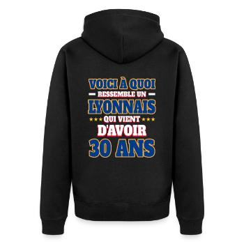 Supporter De Lyon Anniversaire 30 Ans - Veste à capuche bio Premium Unisexe - noir - Dos - Nico (187cm)