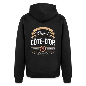 Vintage Côte-d'Or Departement Frankreich - Unisex Premium Bio Zip Hoodie - Schwarz - Hinten - Nico (187cm)